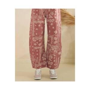 NEW VEVERET paisley printed denim pants in mauve